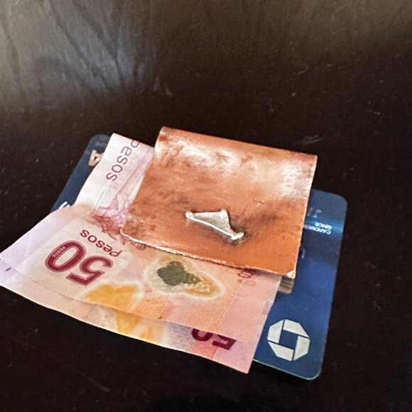 Rustic Money Clip Copper Sterling Silver 925 Gift Brutalist Southwestern Man - Picture 4 of 8